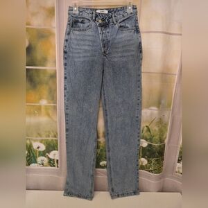 12th Tribe High-Rise Button Fly Straight Jeans – Size 25 (25x30) | 100% Cotton